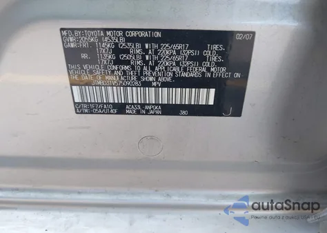 2007 Toyota Rav4 Limited z USA, uszkodzony, nr VIN JTMBD31V575090283